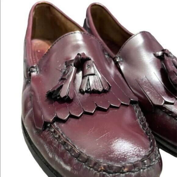 G.H Bass Weejun Men's Kiltie Tassel Loafers Leather Burgundy Size 11B - Picture 5 of 7